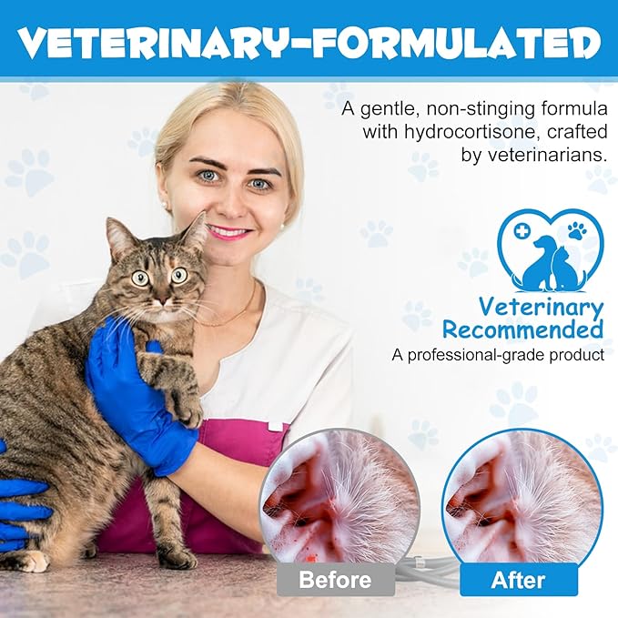 Redshine Ear Drops for Cats & Dogs-Dog Ear Infection Medication-Ear Mites Treatment-Dog Yeast Soothing Cleansing with 1% Hydrocortisone-Clean Pet Earwax-Mild and Effective (120ml)