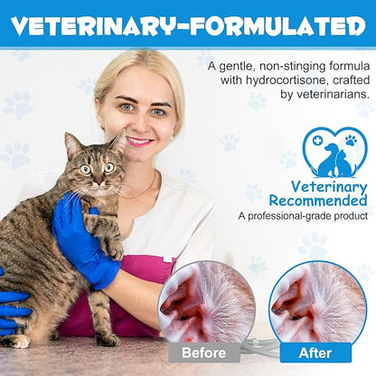Redshine Ear Drops for Cats & Dogs-Dog Ear Infection Medication-Ear Mites Treatment-Dog Yeast Soothing Cleansing with 1% Hydrocortisone-Clean Pet Earwax-Mild and Effective (120ml)