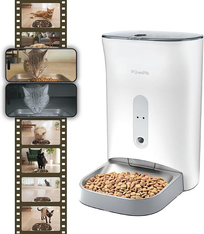 PawsPik Automatic Cat & Dog Feeder with 2K HD Camera, NutriWatch Smart Cat Food Dispenser with App Control, Portion Scheduling, Night Vision, Voice Recording & Battery Backup – 19-Cup
