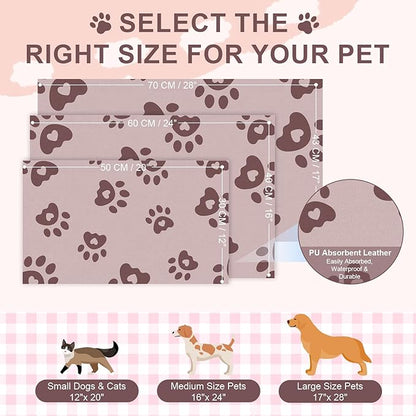 BLESWIN Pet Feeding Mat 12"x20", Absorbent Pet Food Mat, Dog Food Mat Small, Rubber Dog Mats are Non-Slip and Waterproof to Protect Floors, Mat for Cat Food and Water Bowls, Cat Feeding Mat, Pink