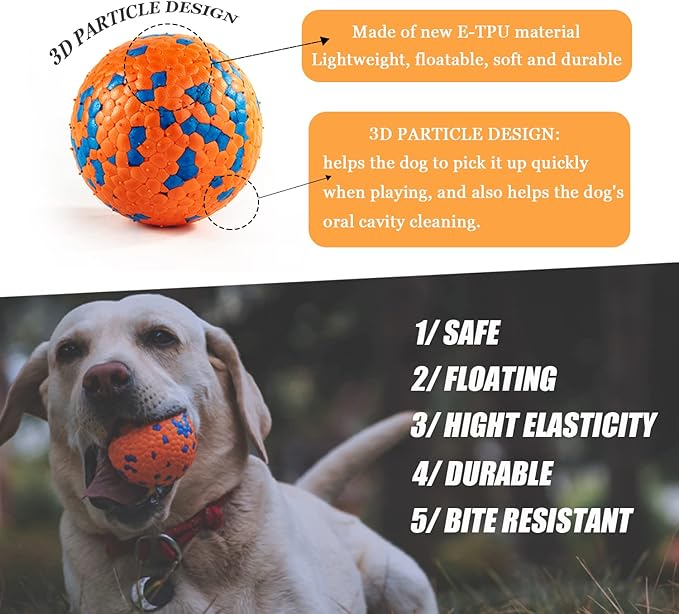 Dog Balls for Aggressive Chewers: Mini Tennis Balls for Dogs, Small Breed - Indestructible, Floating, Bouncy, Odourless, 2.5" (4 Pack)
