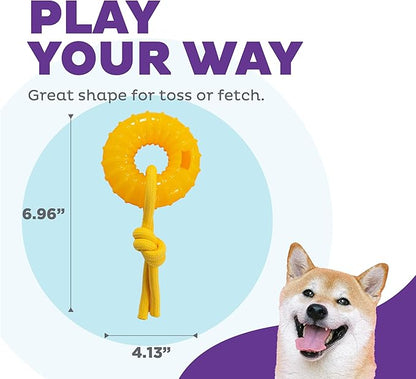 Outward Hound Gummiez Peach Ring 2-in-1 Dental Dog Chew Toy and Treat Stuffer Game, Peach Scent