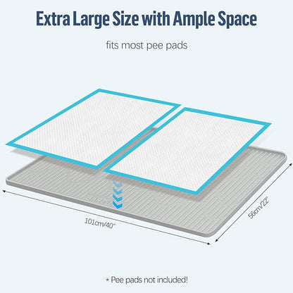 Pee Pad Holder for Dogs, 40" x 22" Extra Large Silicone Pee Tray Mat High Edge, Leak-Proof, No Spill Pet Pad Holder for Puppy, Cat, Rabbit, Training Pads for Floor Protection, No Pee Pads
