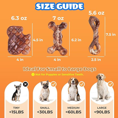 Tough Dog Toys for Aggressive Chewers: 3 Pack Indestructible Dog Chew Toys for Medium Large Dogs, Nylon Chew Toys to Keep Them Busy, Bacon Flavor, Gifts for Dogs