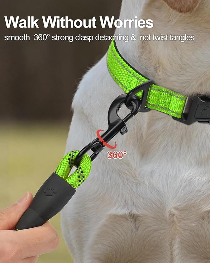 Joytale Dog Leash for Large Dogs, Heavy Duty Nylon Leashes with Comfortable Padded Handle and Highly Reflective Threads, Ideal for Walking and Training, Green, 6'×1/2''