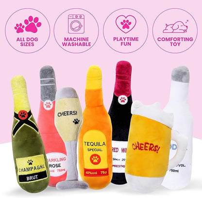 Glow Pups Dog Beer Toy, Plush Squeaky Beer Mug Dog Toy Dogs, Fun Alcohol Pet Toys, Engaging and Interactive, Machine Washable, Multicolor Plush