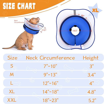 Elevated Inflatable Dog Cone Collar Alternative After Surgery, Dog Donut Collar, Soft Pet Cone to Stop Licking for Small Medium Large Dogs