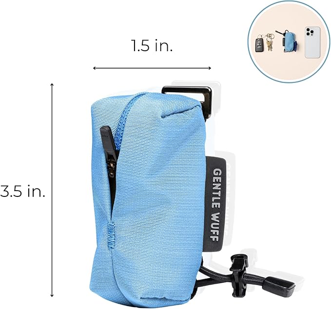 Poo Pouch – Recycled Nylon Dog Waste Bag Holder with Reflective Accents & Modular Strap Attachment for Walks & Travel (Coast)
