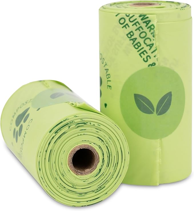 Dog Waste Bags - 100% real compostable dog poop bags, biodegradable poop bags, bolsas para perros popo - Odorless, easy to tear apart, leak proof and unscented, 270 count