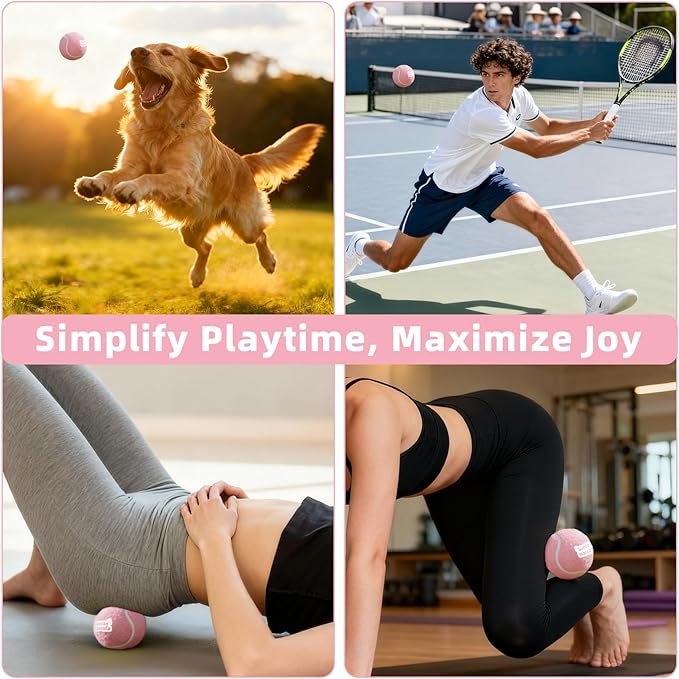 2.5" Dog Tennis Balls 6-Pack Silent Bounce, Tough Rubber Core, Durable Fetch & Training Toys for Indoor/Outdoor Play, for Small Medium Large Dogs (Light Pink, 6 Pack)