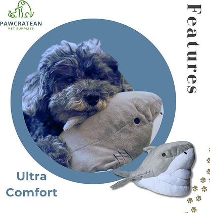 7" Squeaky Plush Toy for Puppies Small Dogs Self Etertainment Washable Soft Made [PET ONLY] (Grey Shark)