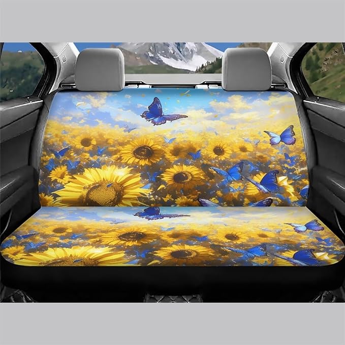 AFPANQZ Sunflowers Car Seat Cover for Women Men Polyester Fabric Protector Accessories Soft Washable Decorations Cloth Backseats Rear Seat Cushion Protection