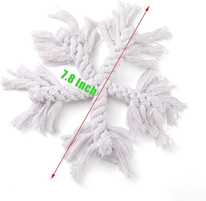 LUCKITTY Christmas Dog Ropes Toy Set - for Small, Medium, and Large Dogs - Includes a Knot Toy, a Snowman, and a Snowflake