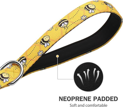 Hikiko 6 Ft Dog Leash, Padded Double Handle Leashes for Medium Large Dogs, Soft Traffic Handles Lead for Walking (Yellow Bee)