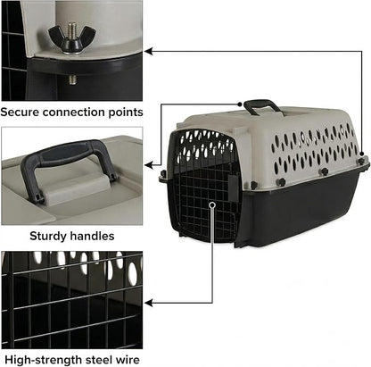 Hard-Sided Pet Travel Carrier for Small Dogs and Cats, 23-Inch Portable Plastic Kennel with Steel Wire Door, Secure Latch, and 360-Degree Ventilation for Vet Visits and Training