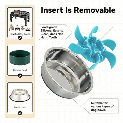 Slow Feeder Insert for 4.5"-7" Dog Bowl, Cuttable Silicone Maze with Suction Cups, Anti-Gulping Slow Eating Mat, Dishwasher Safe (Sky Blue)