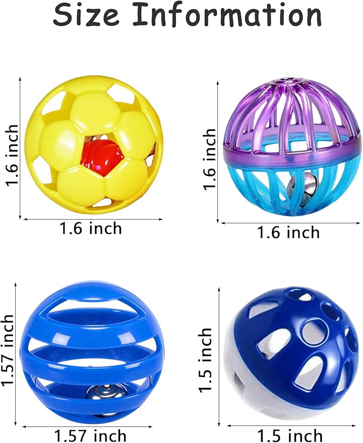 5 Pack Cat Toys Balls Indoor Kitten Interactive Play Set with Bell for Chewing Chasing and Mental Stimulation (1.5'')