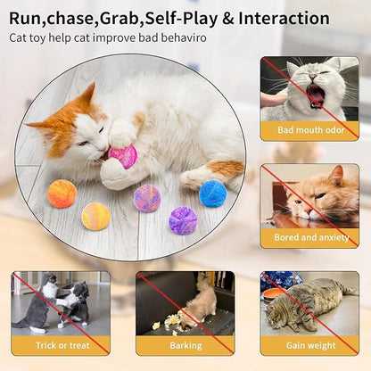 Retro Shaw Catnip Balls with Bell Inside - 6 Pcs Interactive Catnip & Silvervine Cat Toys, Durable Wool Balls for Indoor Cats, Kitten Teething Toys, Natural Catnip Toys for Bored Cats