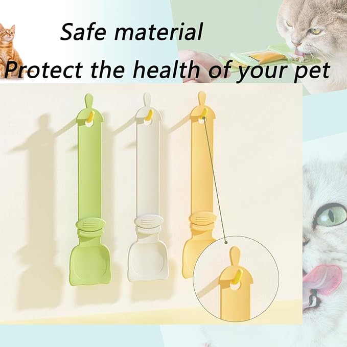 3-Pcs Cat Treat Squeeze Spoon Dispenser - Multifunctional Cat Food Feeder, Liquid Snack & Sliding Dispense