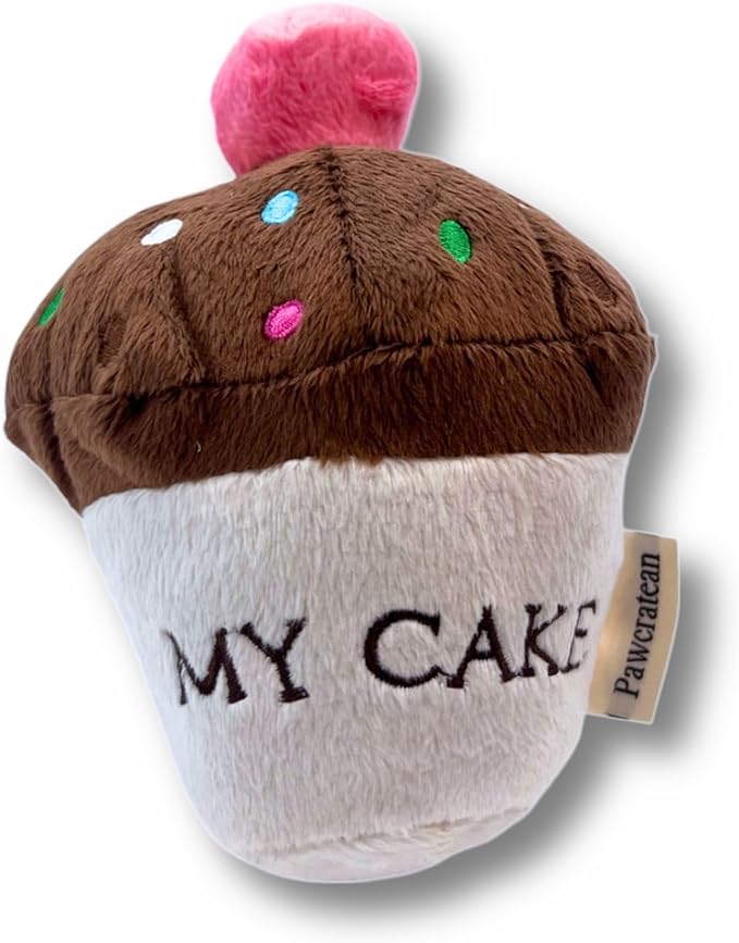 7" Squeaky Plush Toy for Puppies Small Dogs Self Etertainment Washable Soft Made [PET ONLY] (Cupcake)