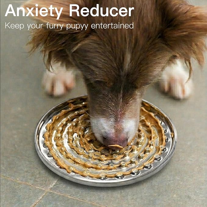 Double Wall Stainless Steel Lick Mat for Dogs & Cats, Chew Proof Slow Feeder for Anxiety Relief & Puppy Enrichment, Non-Slip, Whisker Friendly, Dishwasher Safe Licking Pad [2Pack]