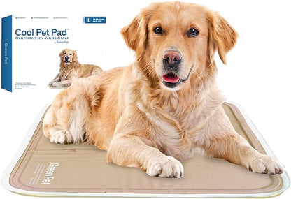The Green Pet Shop Cool Pet Pad - Large, Latte- Self-Cooling, Pressure Activated Mat for Dogs & Cats from 46-80 lbs - Non-Toxic Gel, No Water Needed