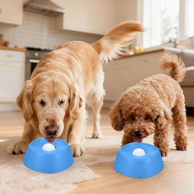Dog Lick Bowl, Slow Feeder Dog Bowls for Liquid Treat, Dog Licking Bowl with Rolling Balls, Dog Cat Enrichment Toys - Interactive Slow Feeder & Anxiety Relief, for Large Medium Small Puppy (Blue)