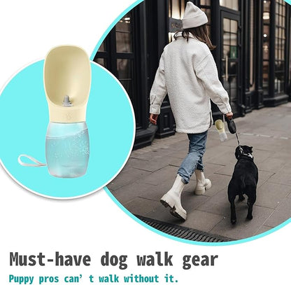 Portable Dog Water Bottle, 12 oz, Leak-Proof Travel Pet Dispenser, Teal,Puppy Water Dispenser with Drinking Feeder for Travel (Blue, Small)