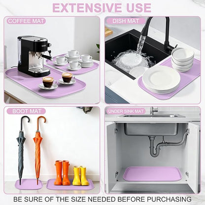 Silicone Pet Food Mat with Raised Edge for Food and Water Bowl, Dog Feeding Mats, Cat Food Trays for Floor Waterproof, Rubber Tray for Dogs and Cats, 22 x 14 x 0.8 Lavender