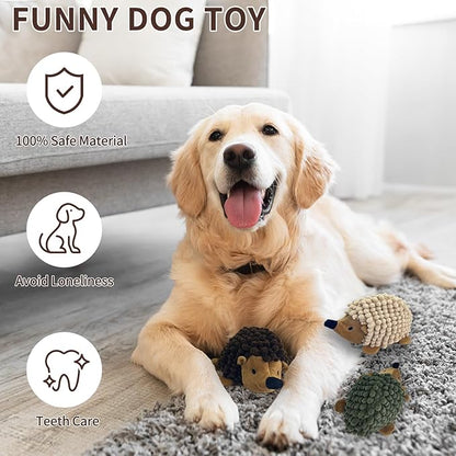 Plush Hedgehog Dog Toys 3 PCS - Squeaky No-Stuffing Hedgehog for Small and Medium Dogs - Keep Your Puppy Busy with Multi-Colored, Suitable for Indoor and Outdoor Throwing Play