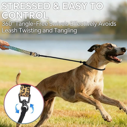 QQPETS Adjustable Slip Lead Dog Leash, Hands Free Waist Leash for Dog Walking, Reflective Training Lead with 360° Swivel Anti-Tangle, 4-7 ft Length for All Breeds