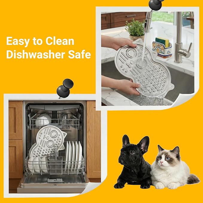 Heavy Duty Stainless Steel Lick Mat for Dogs & Cats - 15"×10" Large Metal Dog Licking Mat, Chew Proof Slow Feeder Mat with Suction Cups for Puppy & Cat, Dishwasher Safe, Whisker-Friendly