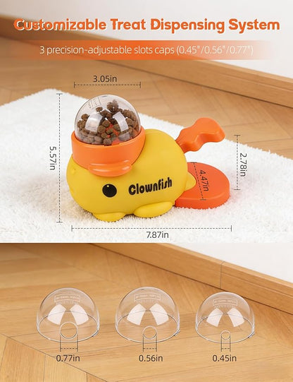 Dog Treat Dispenser Puzzle Toy, Interactive Slow Feeder Bowl for Cats and Dogs, Mental Stimulation Enrichment Toy, Indoor Pet Feeder with Silicone Mat to Keep Pets Busy,Multiple Colors (Yellow)
