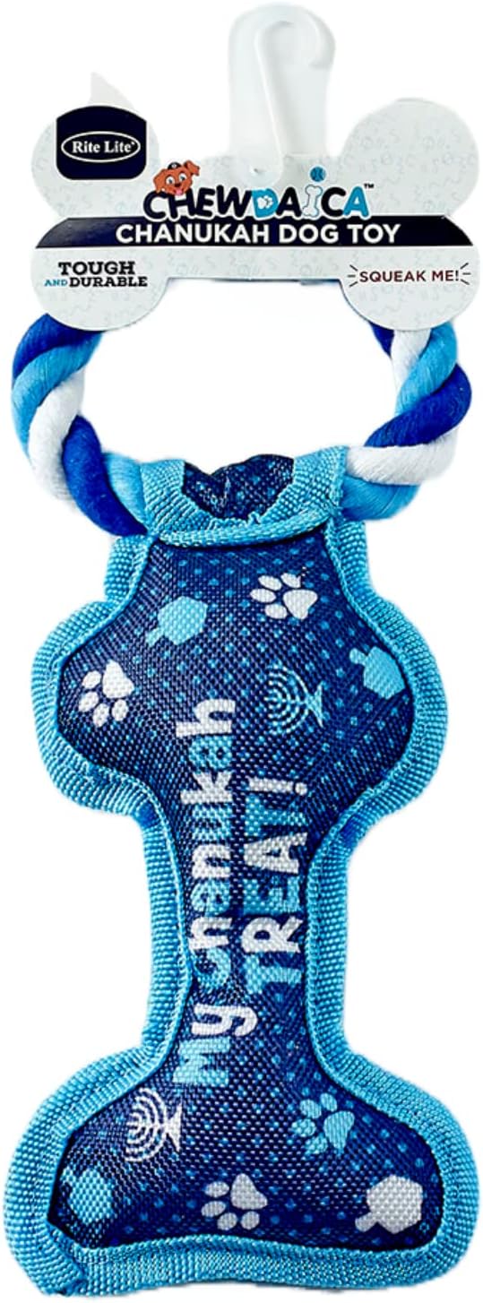 Rite Lite Hanukkah Bone Squeaky Dog Toy - Hanukkah Gifts for Dog Owners, Decorations, Goodie Bag Rewards Jewish Holiday Party Favors Toys Accessories Judaica Decor for All 8 Nights of Chanukah!