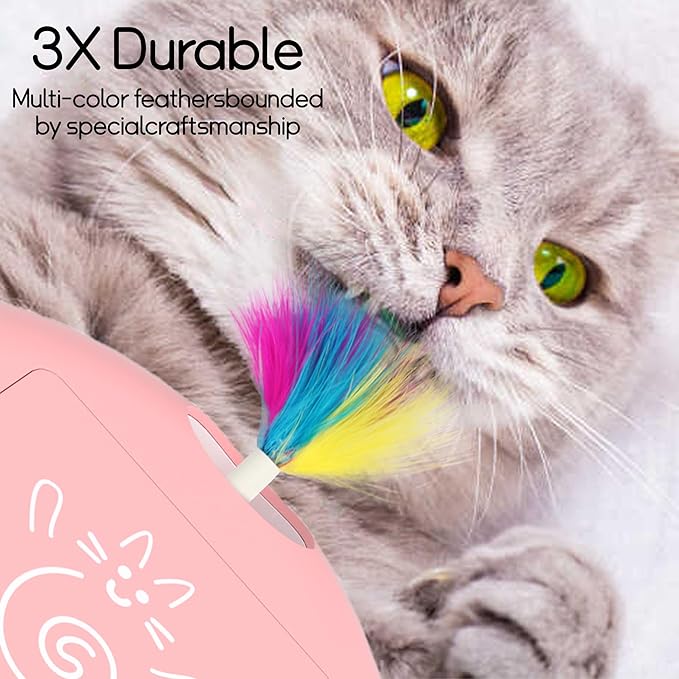 Feather Replacement for Cat Toys，3pcs Rainbow Feather, Replace The Silicone end