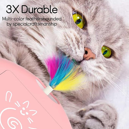 Feather Replacement for Cat Toys，3pcs Rainbow Feather, Replace The Silicone end