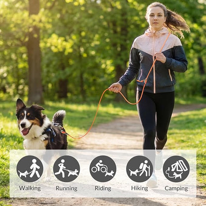 8.2ft Hands Free Dog Leash,Versatile Waist & Crossbody Lead for Medium Dogs,Waterproof & Adjustable for Running Jogging Walking, 360° Swivel Metal Buckle (Orange)