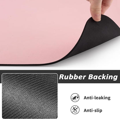 Dog Food Mat - Absorbent Cat Mat for Food and Water, No Stains Pet Feeding Bowl Mat, Easy to Clean Pet Placemats, Quick Dry Dog Water Dispenser Mat for Messy Drinkers | Pink 12"x 19"