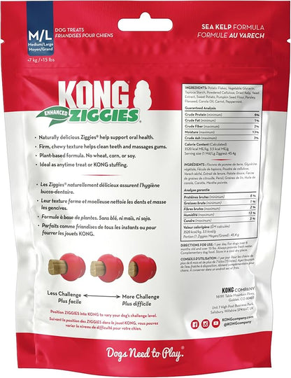 KONG Classic Toy & Enhanced Ziggies Treats Combo Pack - Durable Chew Toy for Dogs - with Enhanced Ziggies Treats - Dog Accessories for Fun & Health - for Medium Dogs