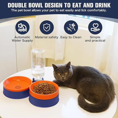 Cat Food Bowl, Cat Bowls Whisker Friendly with Water Dispenser for Cats and Small Dogs