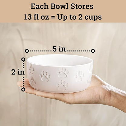 Ceramic Dog Bowl Set of 2 with Anti-Skid Base - 5" Wide x 2" Tall Ceramic Dog Bowls for Small Dogs - 2 Cup Capacity Food and Water Bowls for Dogs - Rubber Bottom Pet Bowl Set of 2 for Small Pets