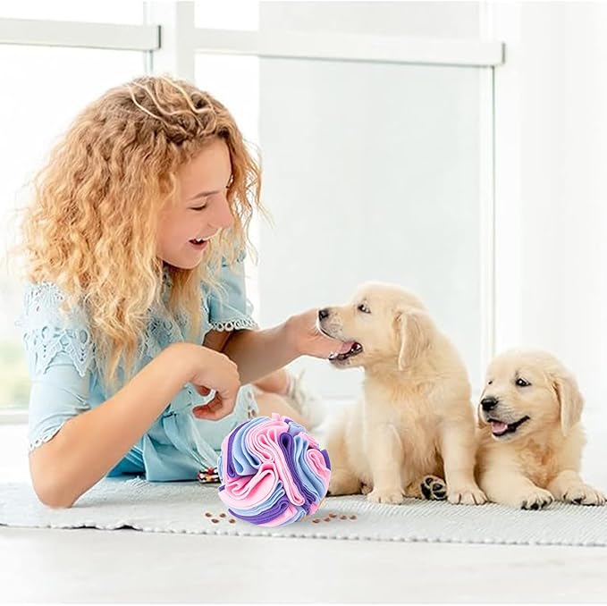Pet Sniffing Ball,Snuffle Ball Dog Puzzle Toys Treat Ball for Large Medium Small Dogs Machine Washable (Color of Macaron)