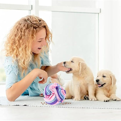 Pet Sniffing Ball,Snuffle Ball Dog Puzzle Toys Treat Ball for Large Medium Small Dogs Machine Washable (Color of Macaron)