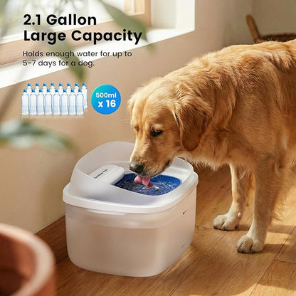 Gardner Pet Dog Water Fountain for Large Dogs, 8L/2.1Gal Large Capacity Automatic Dog Water Bowl Dispenser with Vortex Circulation, Splash-Proof, Quiet Dog Water Bowl(Without Adapter)