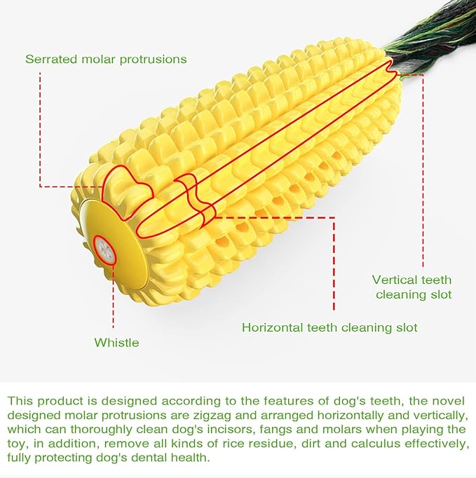 Dog Chew Toys, Dog Toys for Aggressive Chewers Small Medium Large Breed, Interactive Corn Toys Puppy Toothbrush, Tough Teething Toy for Small Medium Large Breed (Yellow)
