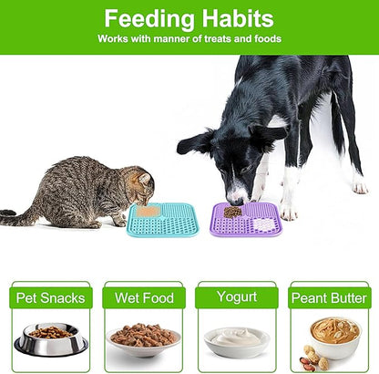 Lick Mat for Dogs and Cats, Licking Mat with Suction Cups for Dog Anxiety Relief, Cat Peanut Butter Lick Pad for Boredom Reducer, Enrichment Toy, Treat Mat for Bathing Grooming (Large-3 Pack)