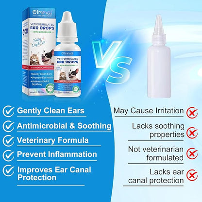 Dog Ear Infection Treatment Drops Yeast Ear Infection Treatment with 1% Hydrocortisone Ear Mites Treatment for Dogs Cat & Dog Ear Cleaner for Itchy Ear Relief (120ml)
