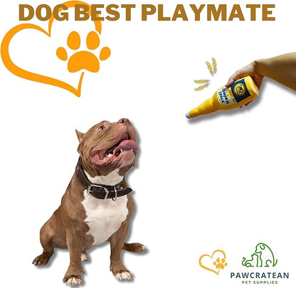 7" Squeaky Plush Toy for Puppies Small Dogs Self Etertainment Washable Soft Made [PET ONLY] (Beer Bottle)