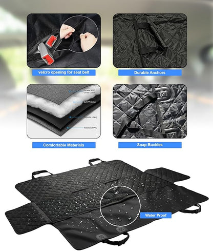 Upgraded Dog Car Seat Cover for Back Seat 600D Heavy Duty Waterproof & Scratchproof Pet Hammock, Non-Slip Back Seat Protector for Dogs, Universal Fit for Cars, SUVs & Trucks