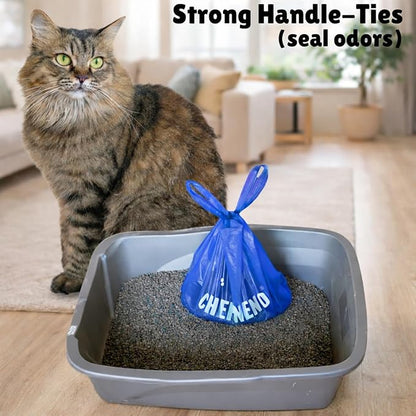 Cat Litter Waste Bags Biodegradable (500 ct., Blue) Bulk Dog Poop Bags with Easy Tie Handles Earth-Friendly Fresh Powder Scented Doggy Poop Diaper Bag Disposable Sanitary Pad Waste Bags (500 Bags)